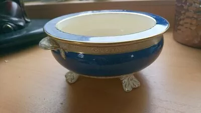 Buy Crown Devon Fieldings Ceramic Cobolt Blue With Gilt Leaves Oriental Koro Style • 8.88£