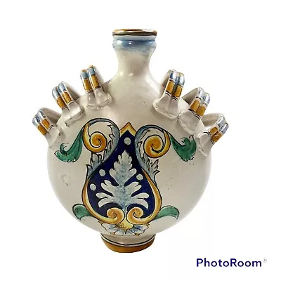 Buy Vintage Signed G. Lo Bianco Caltagirone Handpainted Vase Flask Italian Pottery • 70.96£