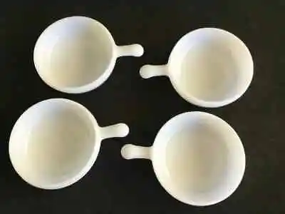 Buy Glasbake Vintage Milk Glass Bowls Lug Handle Onion Soup/ Chowder Bowl Set Of 4 • 20£