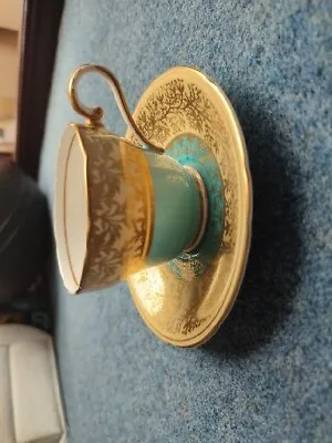 Buy Aynsley Vintage  Blue And Gold  Tea Cup & Saucer Pat 1215  • 15£