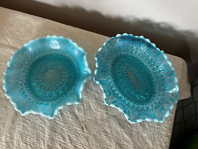 Buy Davidson Blue Pearline Glass Dishes X2 • 25£