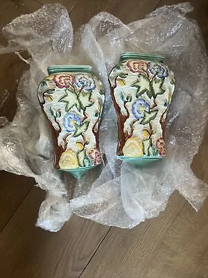 Buy Pair H J Wood Indian Tree Wall Vases • 50£