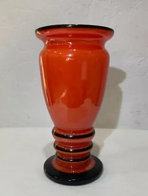 Buy Vintage Czech Bohemian Red & Black Tango Vase 6-1/4  Tall Pedestal MINT • 52.07£