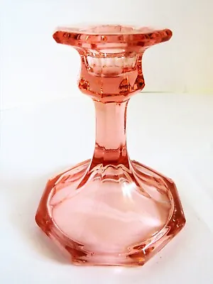 Buy Vintage Pink Depression Glass Candlestick Holder Octagon Base • 15.99£