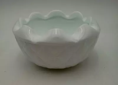Buy Indiana Glass Duette Quilted Pattern White Milk Glass Rose Bowl • 9.46£