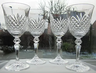 Buy Galway Irish Crystal Set Of 4 Clifden (GALCLIFD) Pattern Wine Glasses BNWOB • 45£