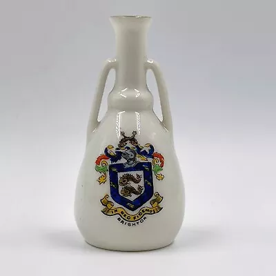 Buy Vintage Crested China Miniature Model Of  Two Handled Vase - Brighton Crest • 2.90£