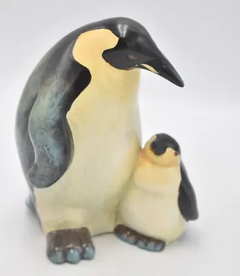 Buy Vintage Studio Pottery Mum And Baby Penguin Figurine Statue Ornament • 12.95£