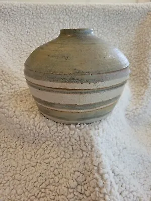 Buy Clay Pottery Vase Signed Heavy Brown And Gray  • 33.78£