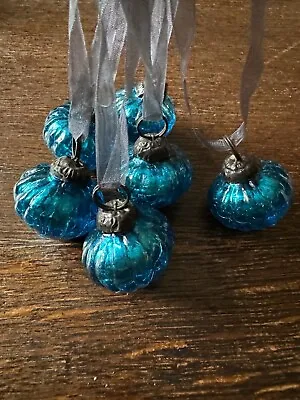 Buy Bollywood Christmas Bauble Crackle Glass Lanterns - Small - Turquoise - 3cm • 1.50£