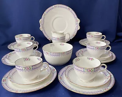 Buy Tuscan Lilac Lace Floral Tea Set Antique 1907 21 Piece Pattern 6663 Hand Painted • 39.99£