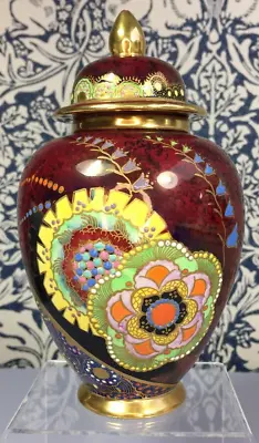 Buy Stunning Art Deco Carlton Ware 'BELL' Ruby Ground Lidded Jar Pattern 3788 • 449.99£