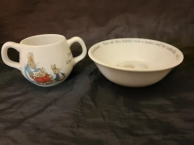 Buy Vtg Peter Rabbit Nursery 2 Piece Dish Set Wedgwood Beatrix Potter Cup + Bowl EUC • 19.92£
