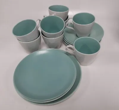Buy Vintage Poole Pottery Green/Grey Twin Tone Cups Saucers And Plates  • 6.99£