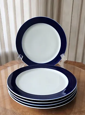 Buy 5 Discontinued Vintage Thomas Of Germany Brushed Cobalt Porcelain Dinner Plates • 170.09£