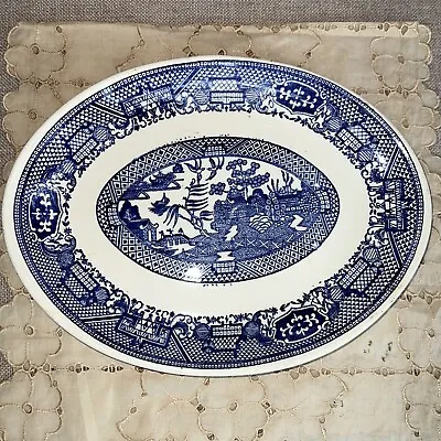 Buy Vintage Platter Woods Ware BLUE WILLOW Wood & Sons England- 11 3/4  • 18.99£