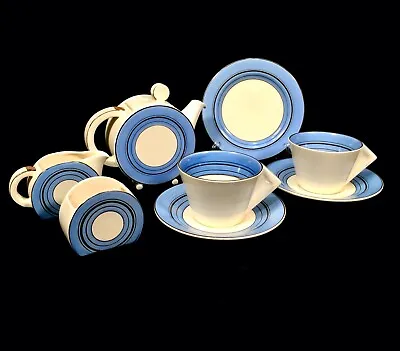 Buy Clarice Cliff Pottery Bonjour Tea For Two Set / Teapot / Blue / C1933 / Art Deco • 879£