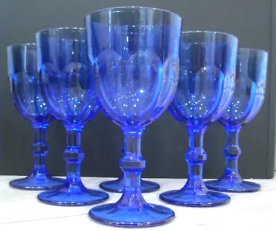 Buy Set Of 6x Libbey Gibraltar? Cobalt Blue Wine Glasses/ Water Goblets - VGC • 32£