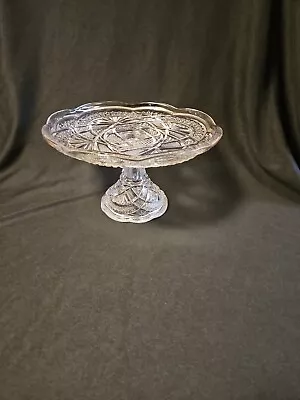 Buy Clear Cut Glass Pedestal Cake/Desserts Stand 5 Inches Tall  Vintage Beautiful • 22.38£