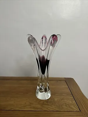 Buy Vintage Bohemian Heavy Glass Vase-mid-century Design-clear/purple • 29.99£