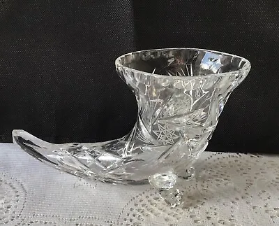 Buy Lead Crystal Cut Glass Cornucopia Glass Vase • 6.95£