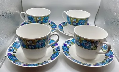 Buy 4 X Vintage Ridgway 'Amanda' Bone China Tea Cups & Saucers 60’s 70’s • 12£