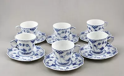 Buy Royal Copenhagen Blue Fluted Full Lace Demitasse Cups & Saucers X 6 1038 Mint! • 450£