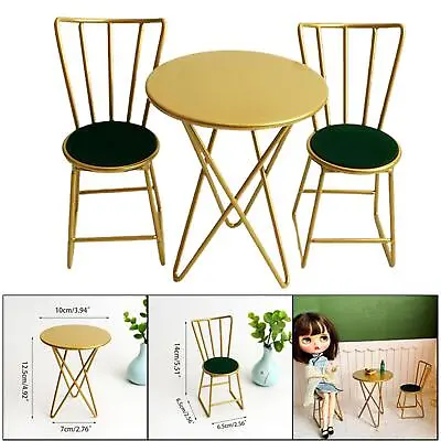 Buy Dollhouse Miniature 1:6 Scale Metal Garden Table & Chairs Set Golden • 29.76£