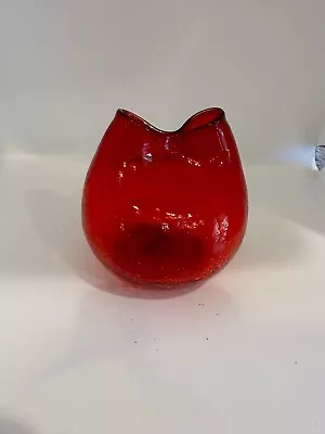 Buy Vintage Red Crackle Glass Jug Vase • 19.29£