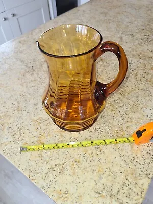 Buy 8  Smoked Amber Glass Pitcher Jug Vintage Art Deco Approximately 1.2 Liters • 7£