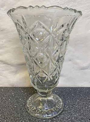 Buy Vintage Heavy Glass Footed Trumpet Vase Approx 9.5” Tall • 9.99£