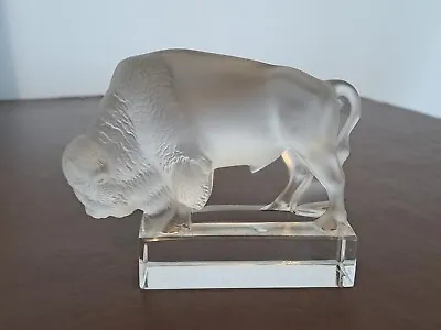 Buy Lalique France Frosted Glass Bison On Clear Glass Base. • 150£