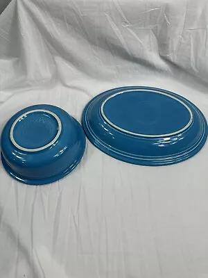Buy Fiesta Ware Peacock Blue 7   Bowl And 11.5 Patter Homer Laughlin Fiestaware • 23.58£