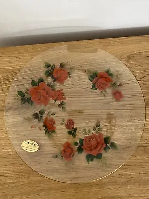 Buy Vintage - Chance Glass Round Plate - English - Red Rose Floral • 4£