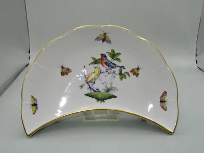 Buy Hand Painted Herend Hungary Crescent Shaped Dish - Birds & Insects • 79.95£