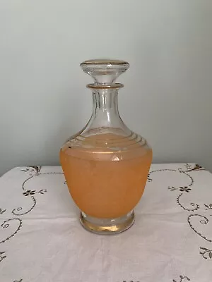 Buy Vintage French Glass Decanter With Stopper Peach Gold 1960s Decor • 20.99£