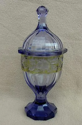 Buy Antique Bohemian Moser Art Deco Alexandrite Cut Glass Sweetmeat Jar Pot & Cover • 150£