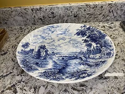 Buy S&R Staffordshire Ironstone Pottery,  Blue Brook  Deep Serving Dish 14x11 Inches • 9.99£