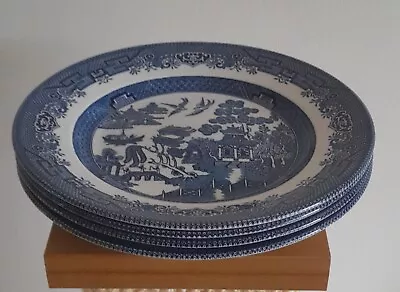 Buy Set Of 4 Churchill China Blue Willow Pattern Dinner Plates, 24cm • 15£