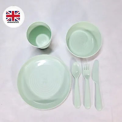 Buy Kids Dinner Set 6 Piece IKEA Plate Bowl Cup Cutlery Eco Tableware Kitchenware  • 8.99£