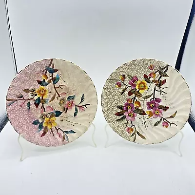 Buy Pair Of Vintage Antique Bonn Franz Mehlem Floral Plates With Fluted Edges • 29.56£