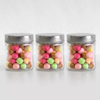 Buy Set Of 3 Empty Small 300ml Glass Storage Jars Kitchen Sweet Wedding Favours Pots • 14£