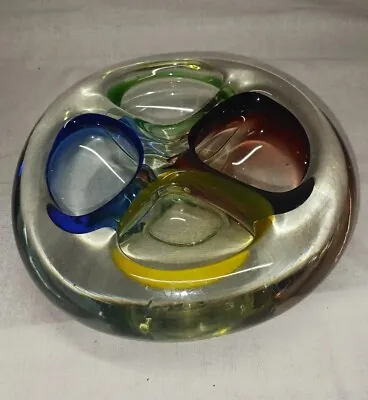 Buy Vintage Multicoloured Retro Romanian Art Glass Sectioned Glass Ashtray / Dish.  • 28£