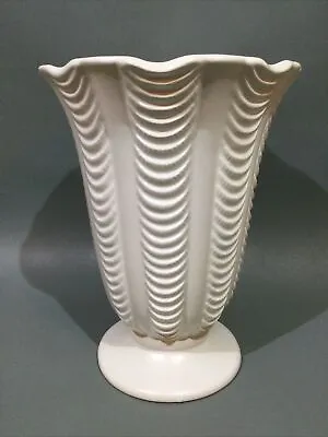 Buy Dartmouth Pottery Large White Footed Vase Fern Design • 24.95£