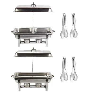 Buy 11 Litre Buffet Chafing Dish Food Warmer Hot Plate 1/2 Tray With 2 Serving Tongs • 42.62£