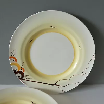 Buy Pair 2 Art Deco Wadeheath Pottery Hand Painted Side Plates Yellow Orange Birds • 29.99£