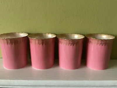 Buy Royal Worcester  Small Coffee Cans Pink And Gilt . • 14£