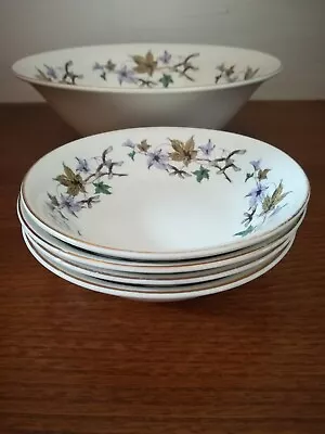 Buy  Vintage Set Of Wedgewood Fruit Bowl And Four Dishes, Pretty Leaf Pattern  • 22£