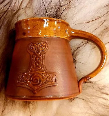 Buy Viking Thor's Hammer Tankard 15oz Handmade Medieval Ceramic Pottery Mug Cup • 18.99£