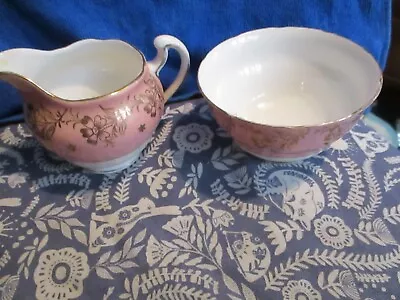 Buy Colclough Pink & Gold Floral Milk Jug & Sugar Bowl Vintage China Vgc • 9.99£